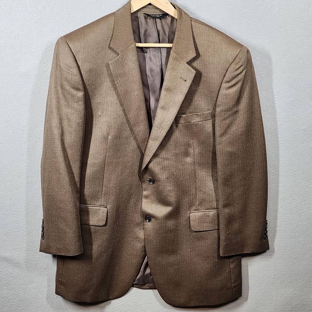 Jos A Bank Blazer Mens 43R Camel Hair Silk Blend Brown Herringbone Signature